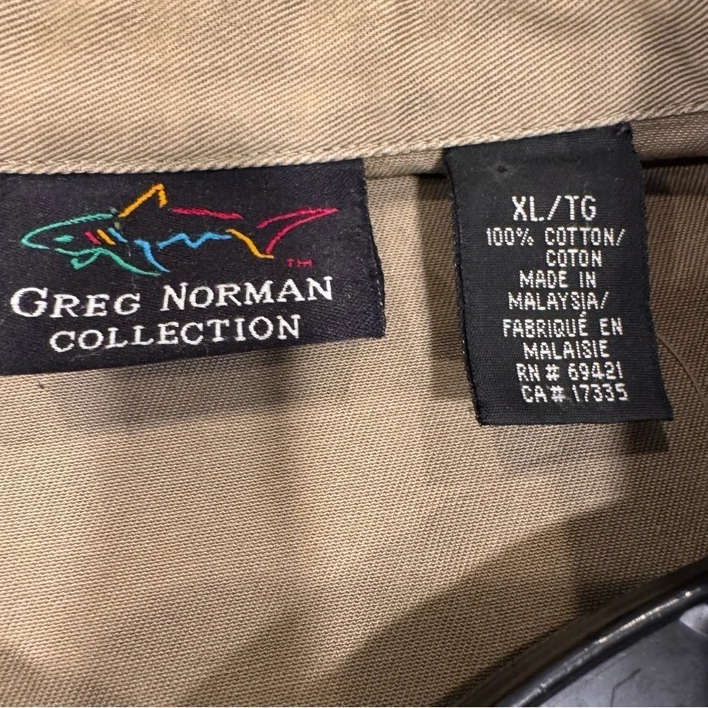 Greg Norman Cotton Zip Up Golf Jacket Collared Tan Size XL